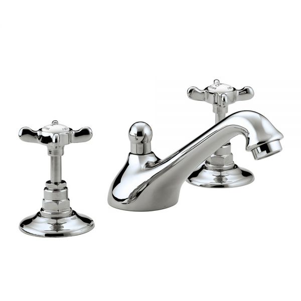 Bristan 1901 Chrome Deck Mounted 3 Hole Basin Mixer Tap with Pop Up Waste