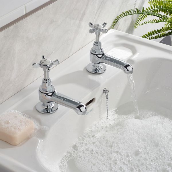 Bristan 1901 Chrome Basin Pillar Taps #4