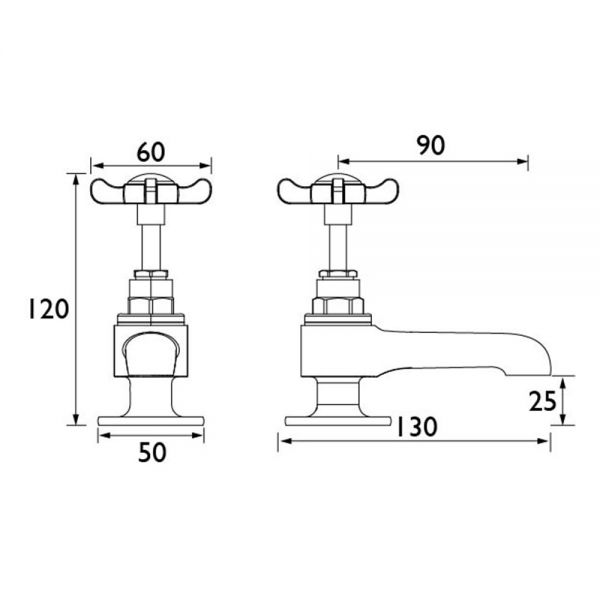 Bristan 1901 Chrome Basin Pillar Taps #5