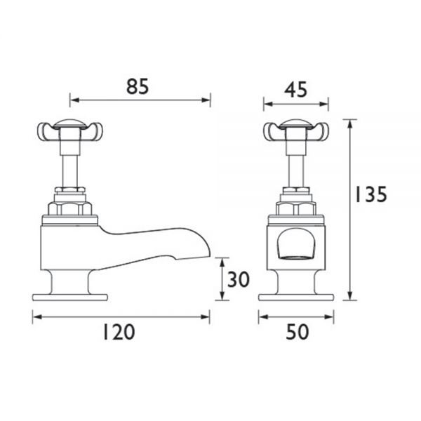 Bristan 1901 Chrome Bath Pillar Taps #2