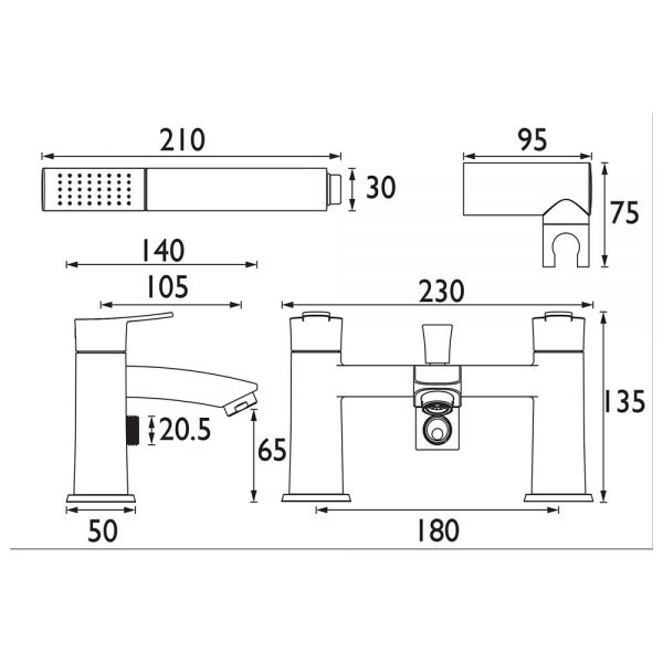 Bristan Appeal Black Bath Shower Mixer Tap #2