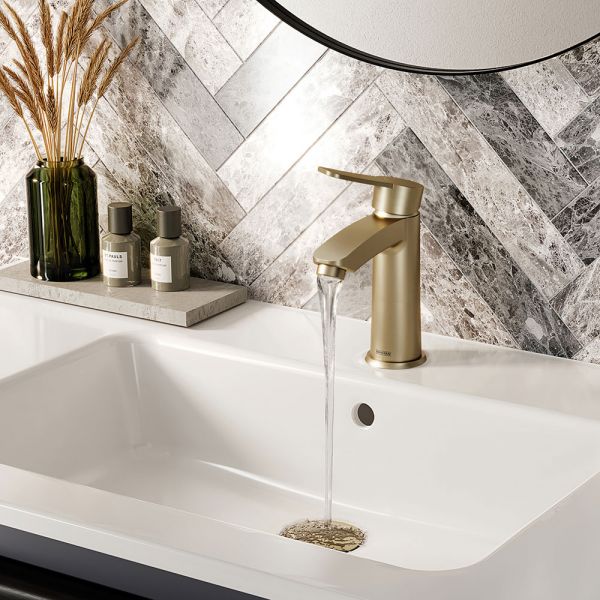 Bristan Appeal Eco Start Brushed Brass Mono Basin Mixer Tap with Clicker Waste #3
