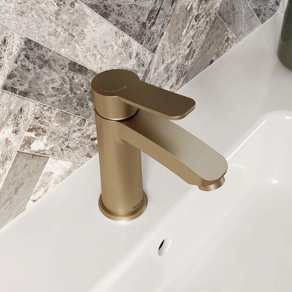 Bristan Appeal Eco Start Brushed Brass Mono Basin Mixer Tap with Clicker Waste #4