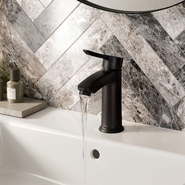 Bristan Apelo Eco Start Black Mono Basin Mixer Tap with Clicker Waste #5