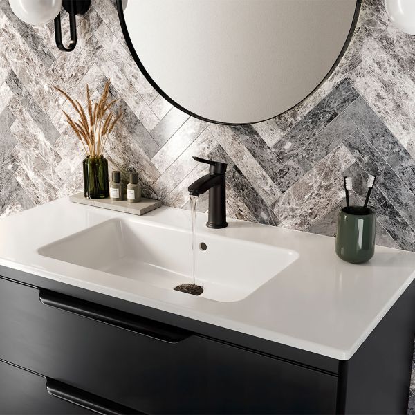 Bristan Apelo Eco Start Black Mono Basin Mixer Tap with Clicker Waste #4