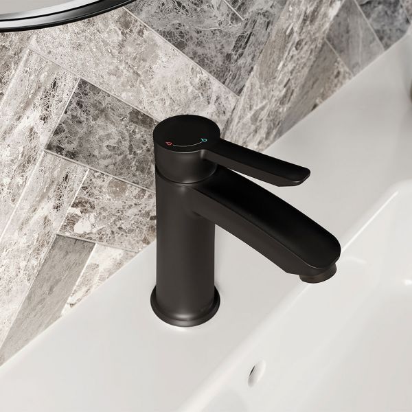 Bristan Apelo Eco Start Black Mono Basin Mixer Tap with Clicker Waste #3