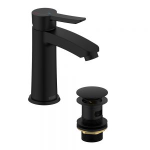 Bristan Apelo Eco Start Black Mono Basin Mixer Tap with Clicker Waste