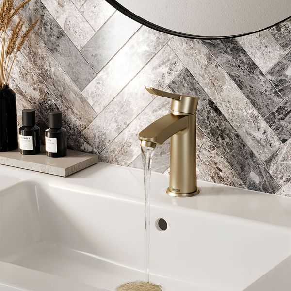 Bristan Apelo Eco Start Brushed Brass Mono Basin Mixer Tap with Clicker Waste #6