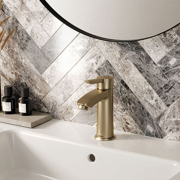 Bristan Apelo Eco Start Brushed Brass Mono Basin Mixer Tap with Clicker Waste #5