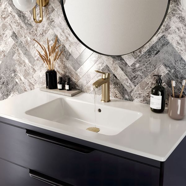 Bristan Apelo Eco Start Brushed Brass Mono Basin Mixer Tap with Clicker Waste #3