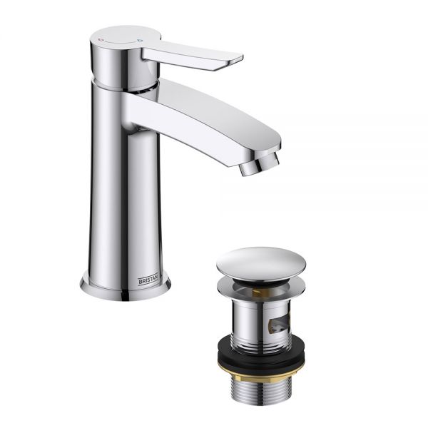 Bristan Apelo Eco Start Chrome Mono Basin Mixer Tap with Clicker Waste