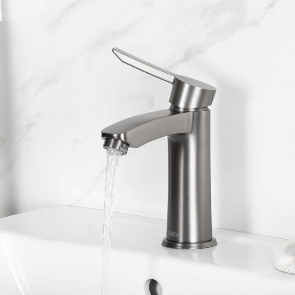 Bristan Apelo Eco Start Gunmetal Mono Basin Mixer Tap with Clicker Waste #3