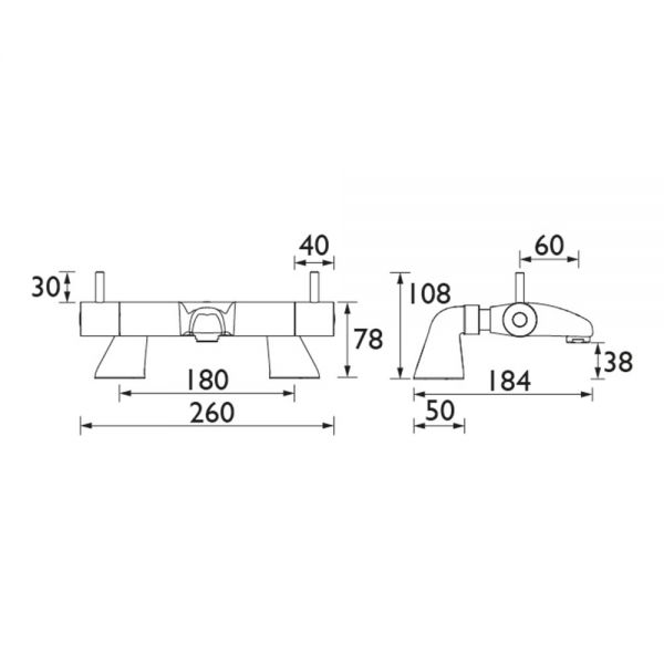 Bristan Artisan Lever Chrome Thermostatic Bath Filler Tap #2