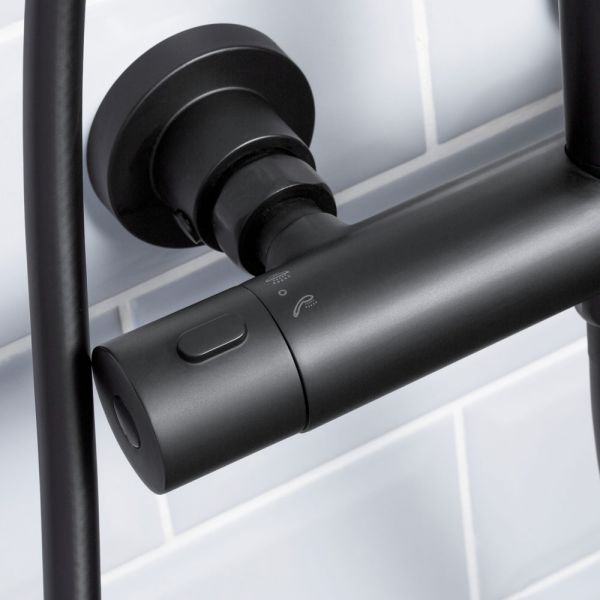 Bristan Buzz Black Exposed Bar Shower Valve Kit With Rigid Riser and