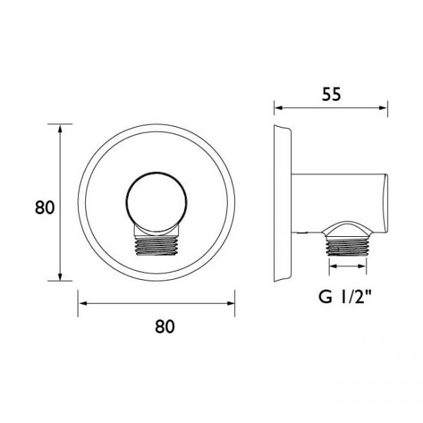 Bristan Round Wall Outlet Chrome CARM WORD01 C #2