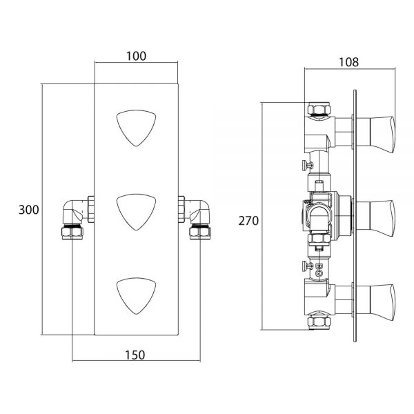 Bristan Cobalt Thermostatic Recessed Dual Control Shower Valve with Integral Twin Stopcocks COB SHC3STP C #2