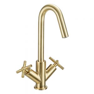 Bristan Cruzar Brushed Brass Mono Basin Mixer Tap with Clicker Waste
