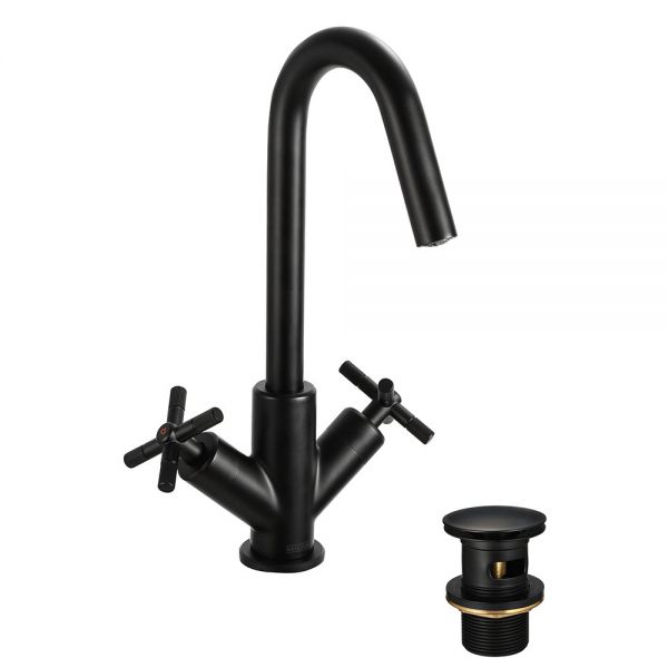 Bristan Cruzar Black Mono Basin Mixer Tap with Clicker Waste #2