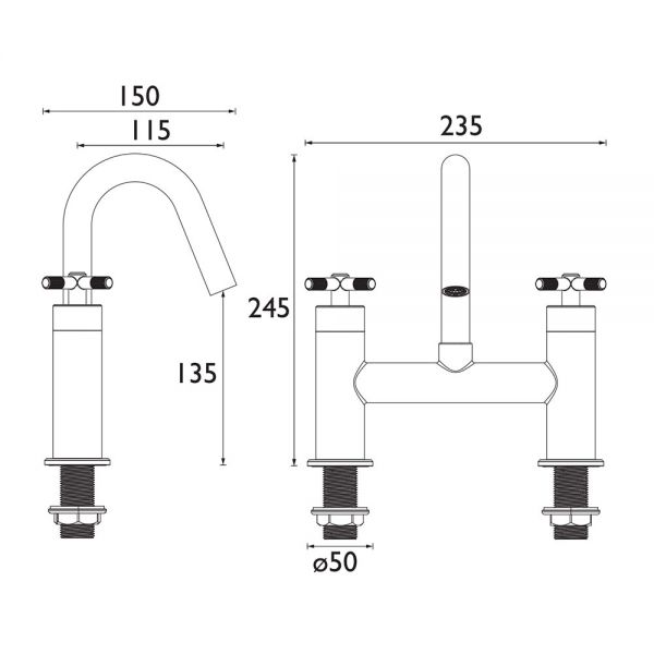 Bristan Cruzar Brushed Brass Bath Filler Tap #2