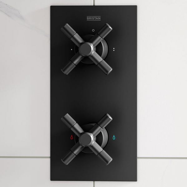 Bristan Cruzar Matt Black 2 Outlet Shower Pack with Overhead Shower and Riser Rail Kit #2