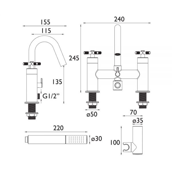 Bristan Cruzar Chrome Bath Shower Mixer Tap #2