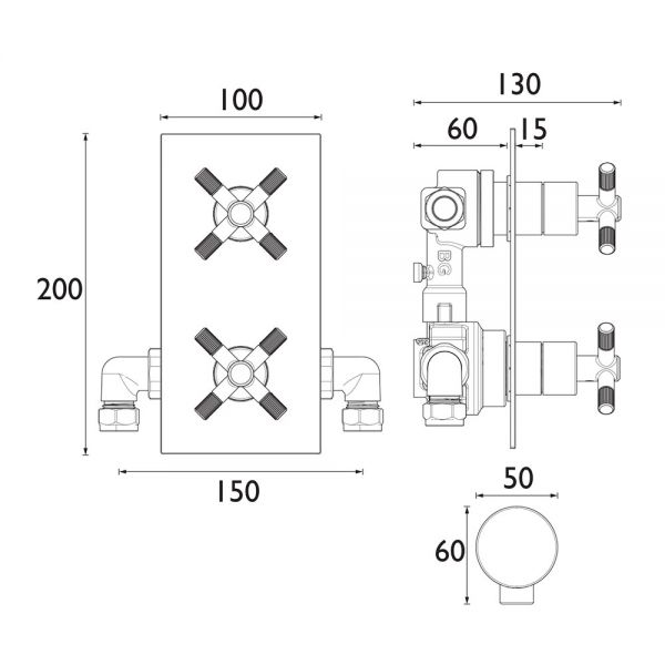 Bristan Cruzar Chrome 2 Outlet Shower Pack with Overhead Shower and Riser Rail Kit #3