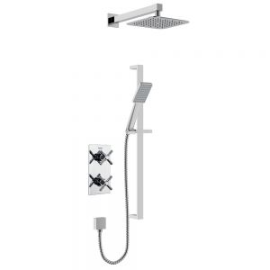 Bristan Cruzar Chrome 2 Outlet Shower Pack with Overhead Shower and Riser Rail Kit