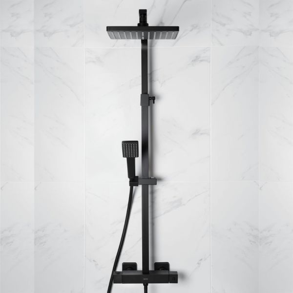 Bristan Craze Black Exposed Bar Shower Valve Kit With Rigid Riser and