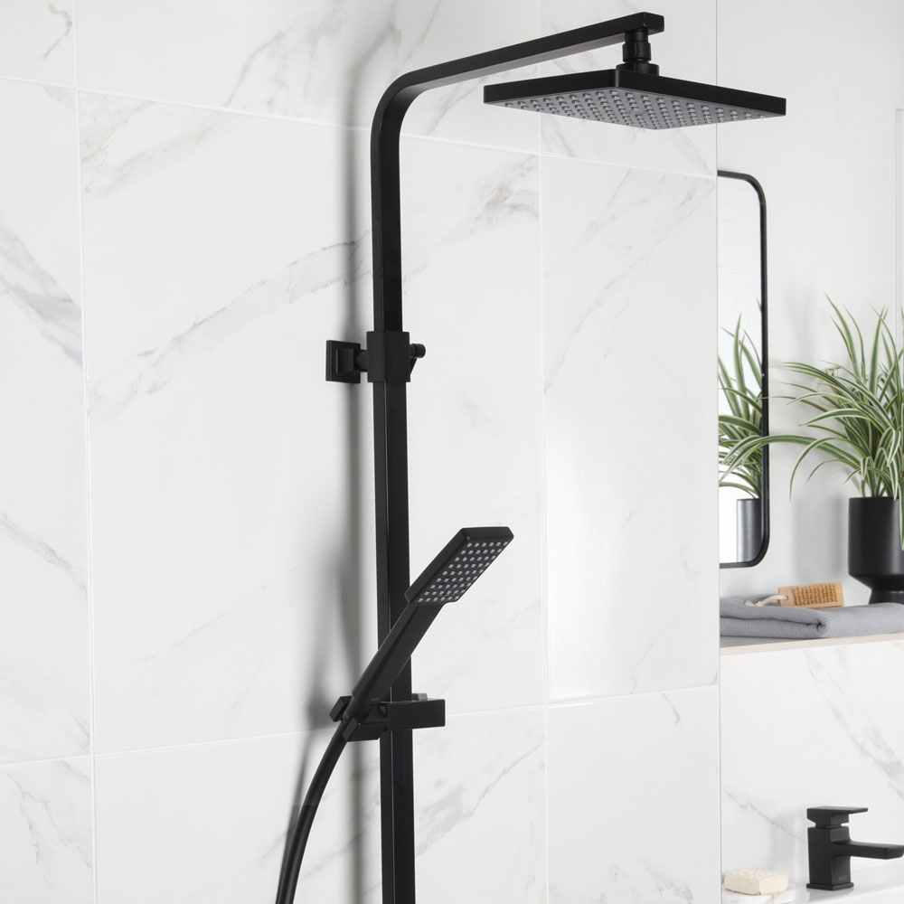 Bristan Craze Black Exposed Bar Shower Valve Kit With Rigid Riser and