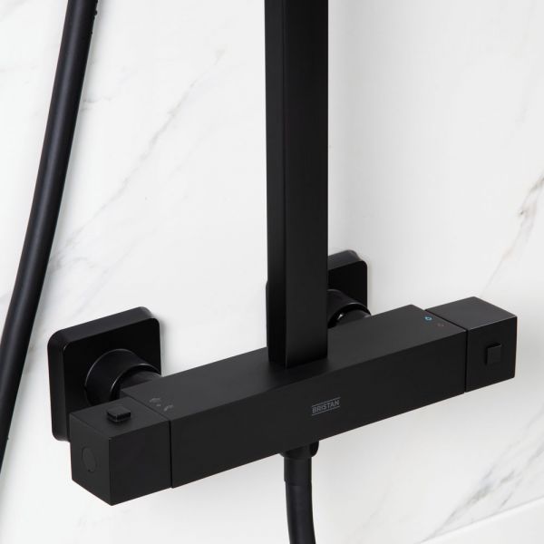 Bristan Craze Black Exposed Bar Shower Valve Kit With Rigid Riser and