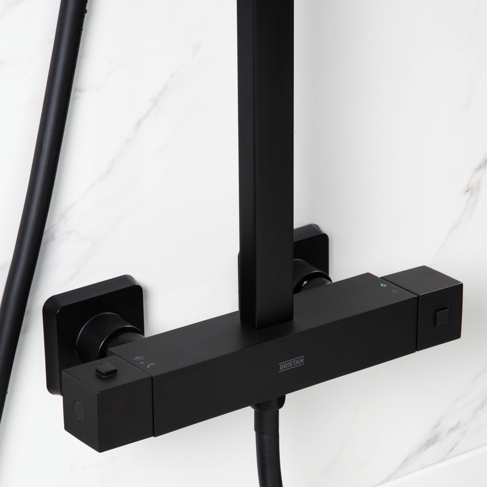 Bristan Craze Black Exposed Bar Shower Valve Kit With Rigid Riser and