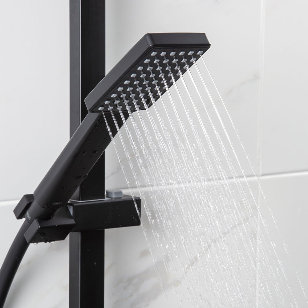 Bristan Craze Black Exposed Bar Shower Valve Kit With Rigid Riser and