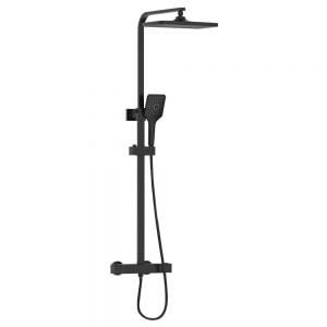 Bristan Craze Black Exposed Bar Shower Valve Kit With Rigid Riser and Diverter CRZ SHXDIVCTFF BLK