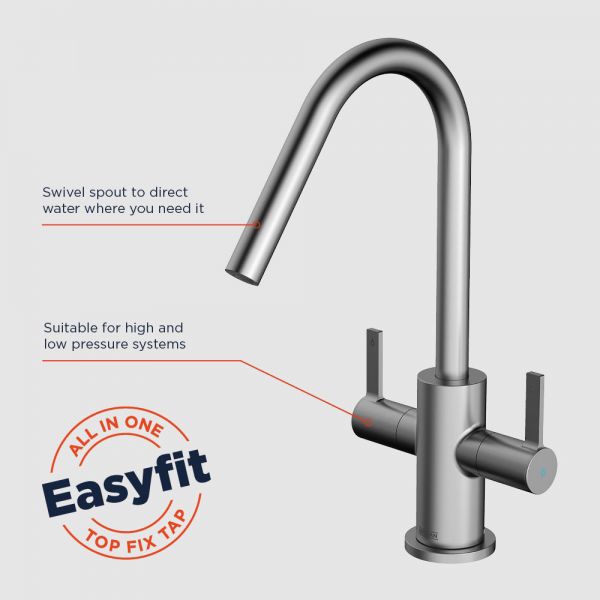 Bristan Cashew Stainless Steel Easyfit Mono Kitchen Mixer Tap #3