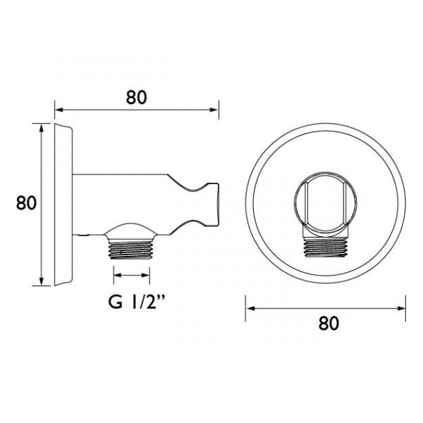 Bristan Round Wall Outlet with Handset Holder Chrome C WORD02 C #2