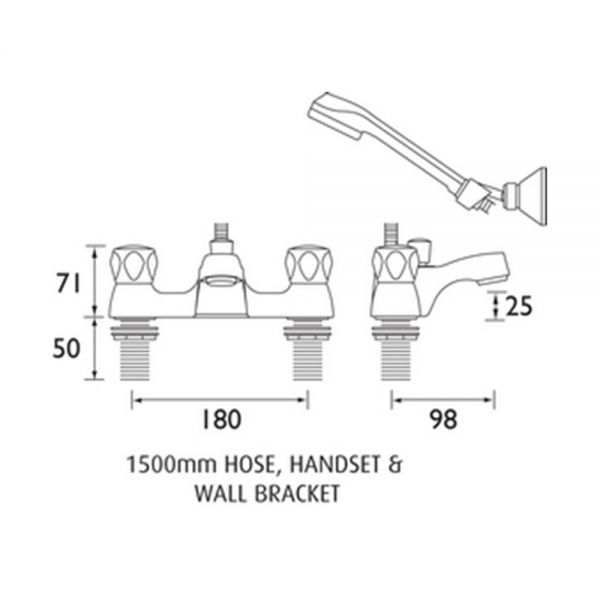 Bristan Club Chrome Deck Mounted Bath Shower Mixer Tap #2