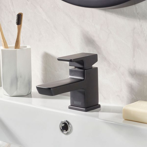 Bristan Cobalt Black Mono Basin Mixer Tap with Clicker Waste #3