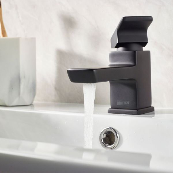 Bristan Cobalt Black Mono Basin Mixer Tap with Clicker Waste #4