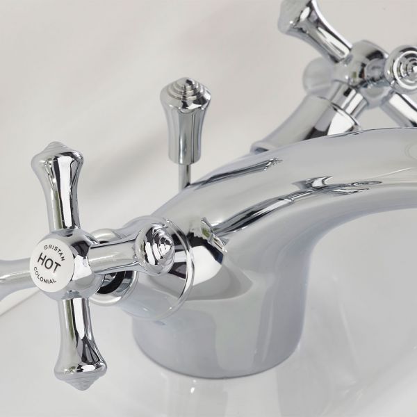 Bristan Colonial Chrome Mono Basin Mixer Tap with Pop Up Waste #3