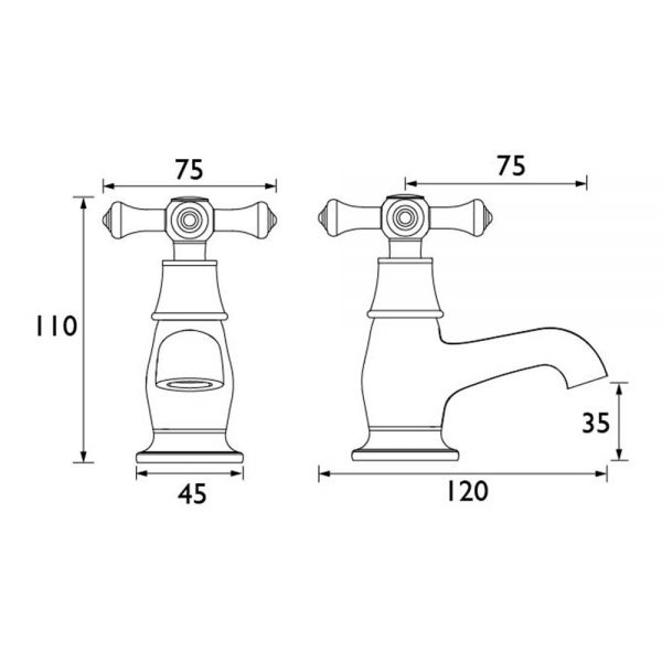Bristan Colonial Chrome Basin Pillar Taps #3