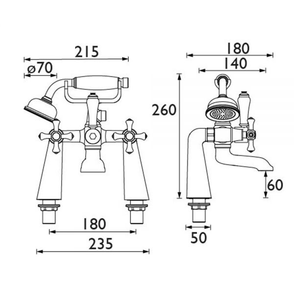 Bristan Colonial Chrome Bath Shower Mixer Tap #5