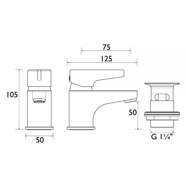 Bristan Design Utility Lever Chrome Mono Basin Mixer Tap With Clicker Waste #4