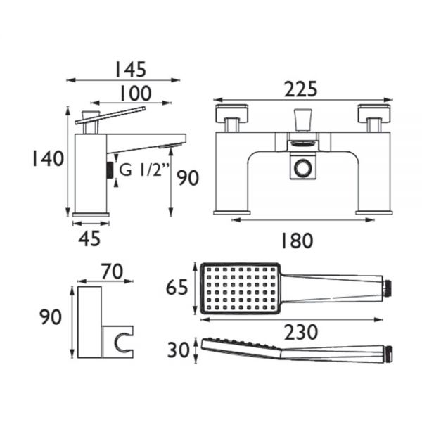 Bristan Delgado Black Bath Shower Mixer Tap #5