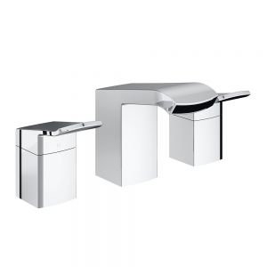Bristan Descent Chrome Deck Mounted 3 Hole Basin Mixer Tap with Waste
