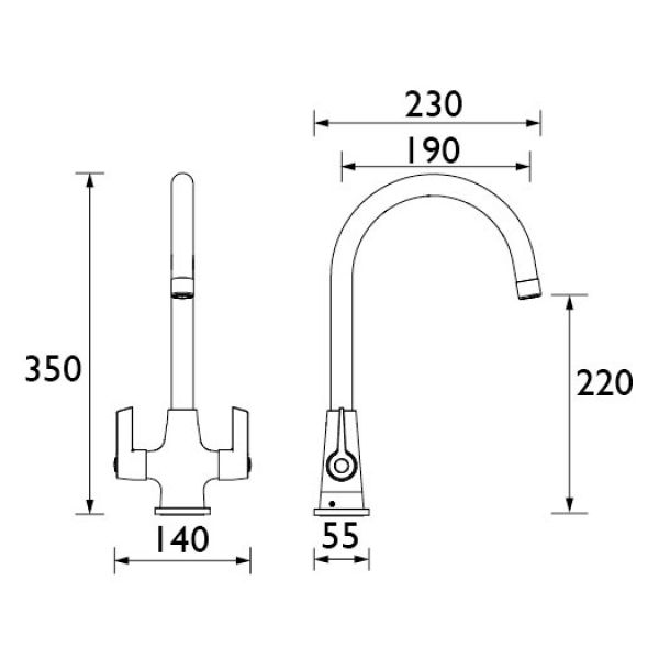Bristan Echo Brushed Nickel Easyfit Mono Kitchen Mixer Tap EC SNK EF BN #2