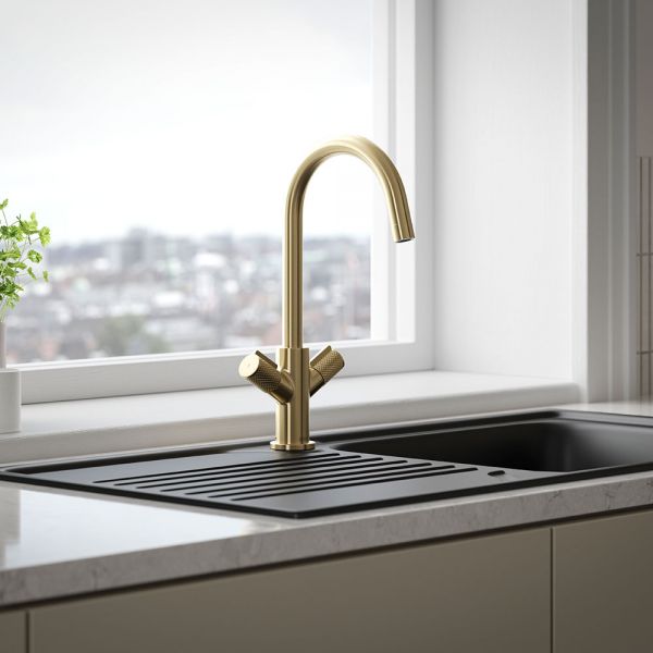 Bristan Fern Brushed Brass Easyfit  Mono Kitchen Mixer Tap #4