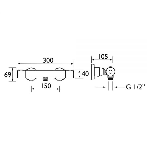 Bristan FRENZY Contemporary Cool Touch Bar Mixer Valve only Fast Fit Connections FZ SHXVOCTFF C #2