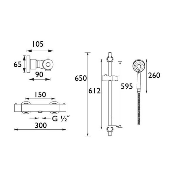 Bristan FRENZY Bar Shower Valve Complete With Slider Shower Kit FZ SHXMMCTFF #4