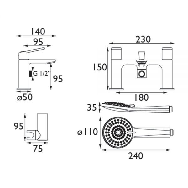 Bristan Frammento Black Bath Shower Mixer Tap #5
