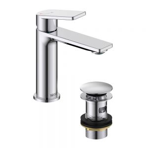 Bristan Frammento Eco Start Chrome Mono Basin Mixer Tap with Clicker Waste